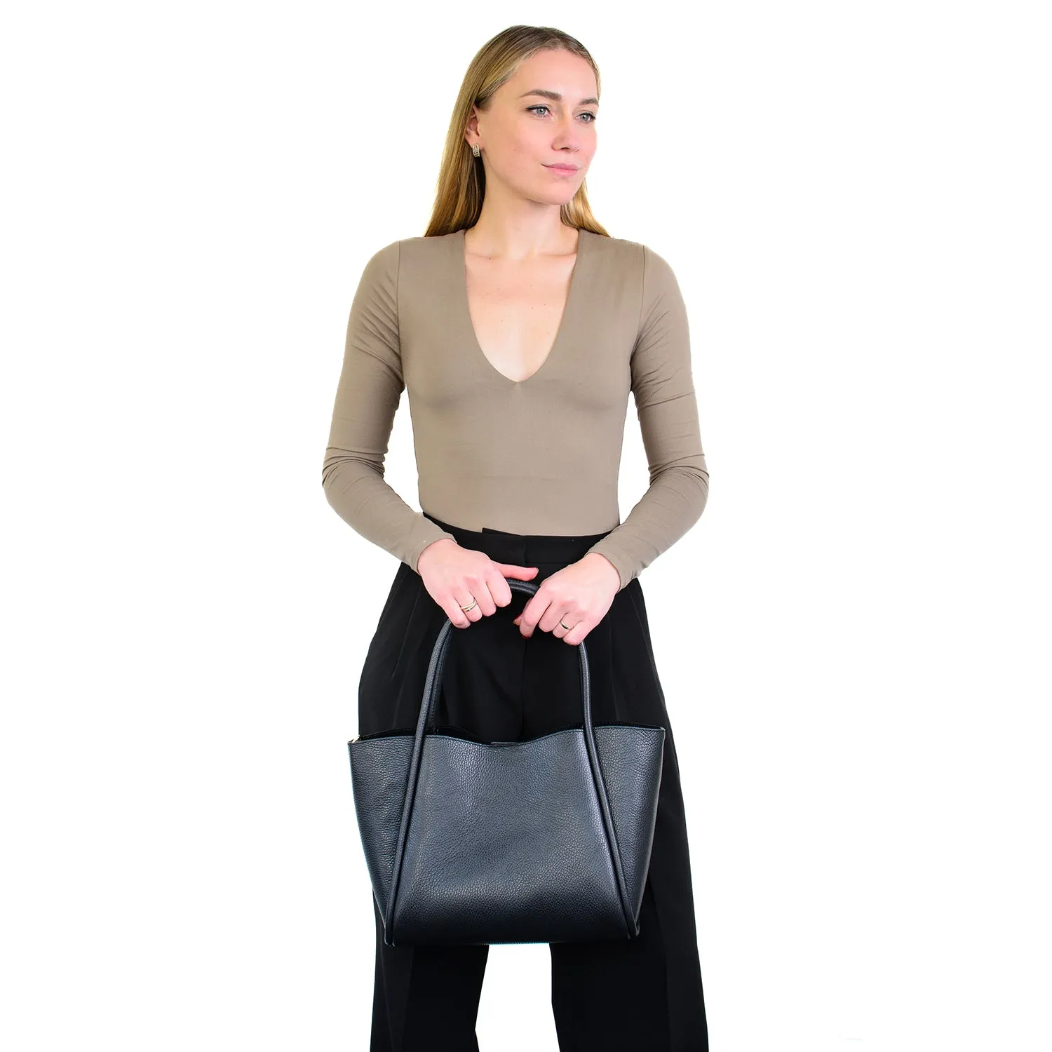 Latalia Florence L shopper skinnveske taupe