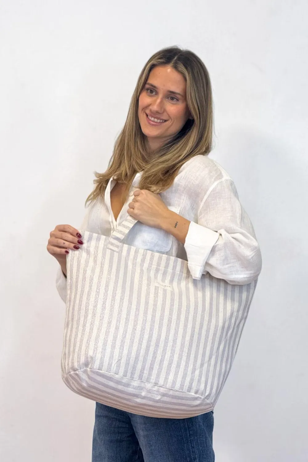 De La Mur Lulil shopper stor glidelås – lilla lurex