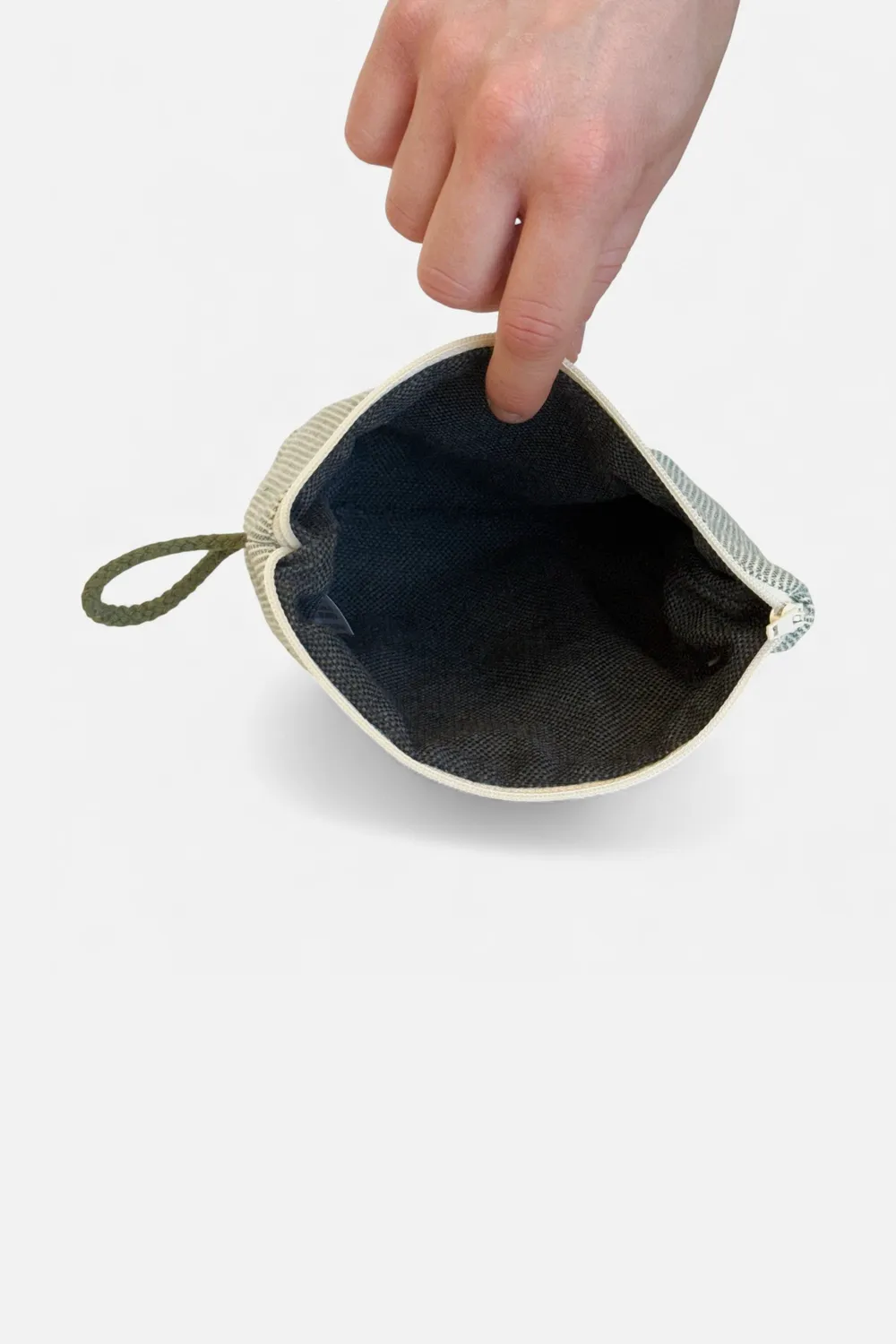 De La Mur Teo liten toalettmappe 19 cm grønn stripet