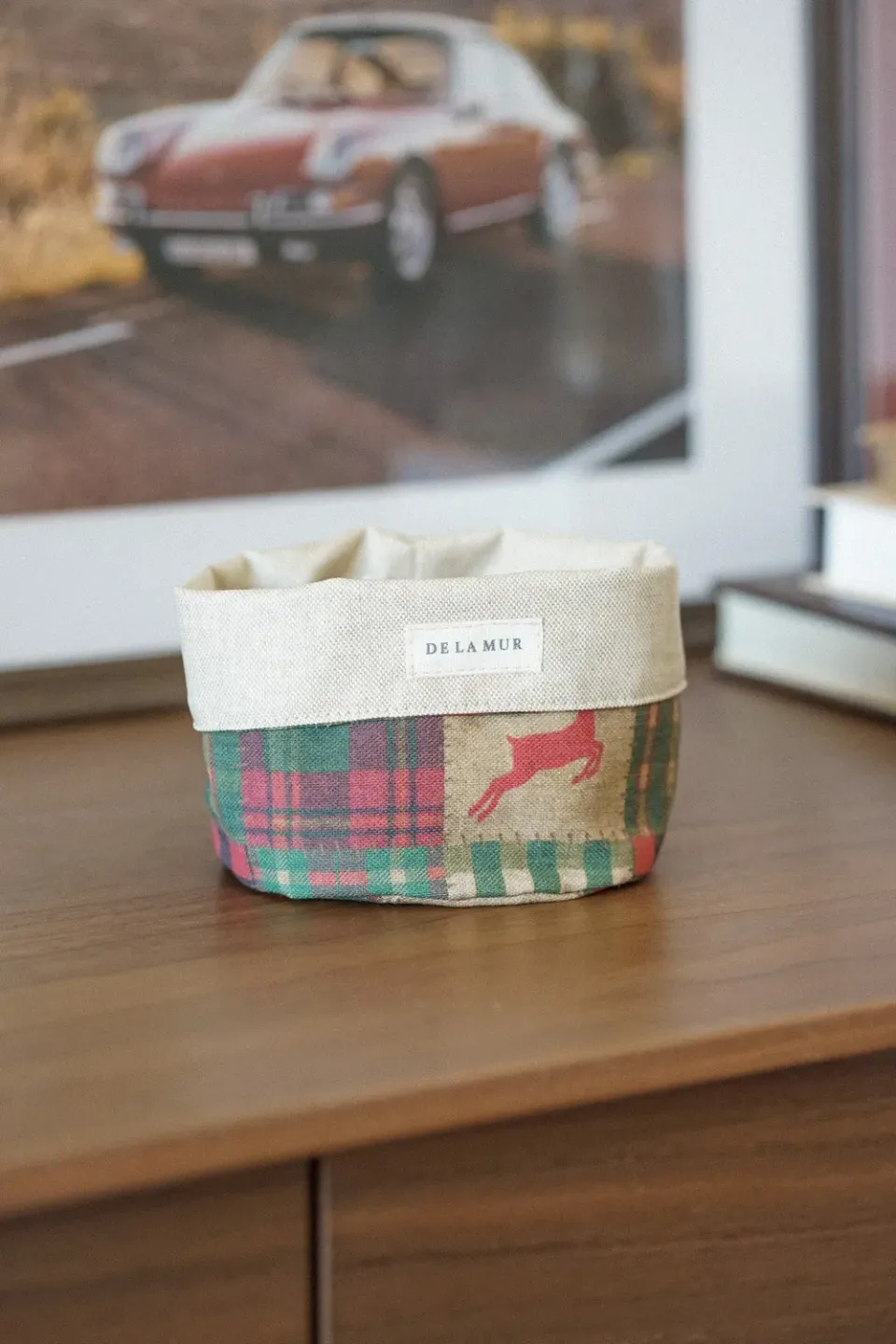 De La Mur Patch liten stoffkurv julemønstret