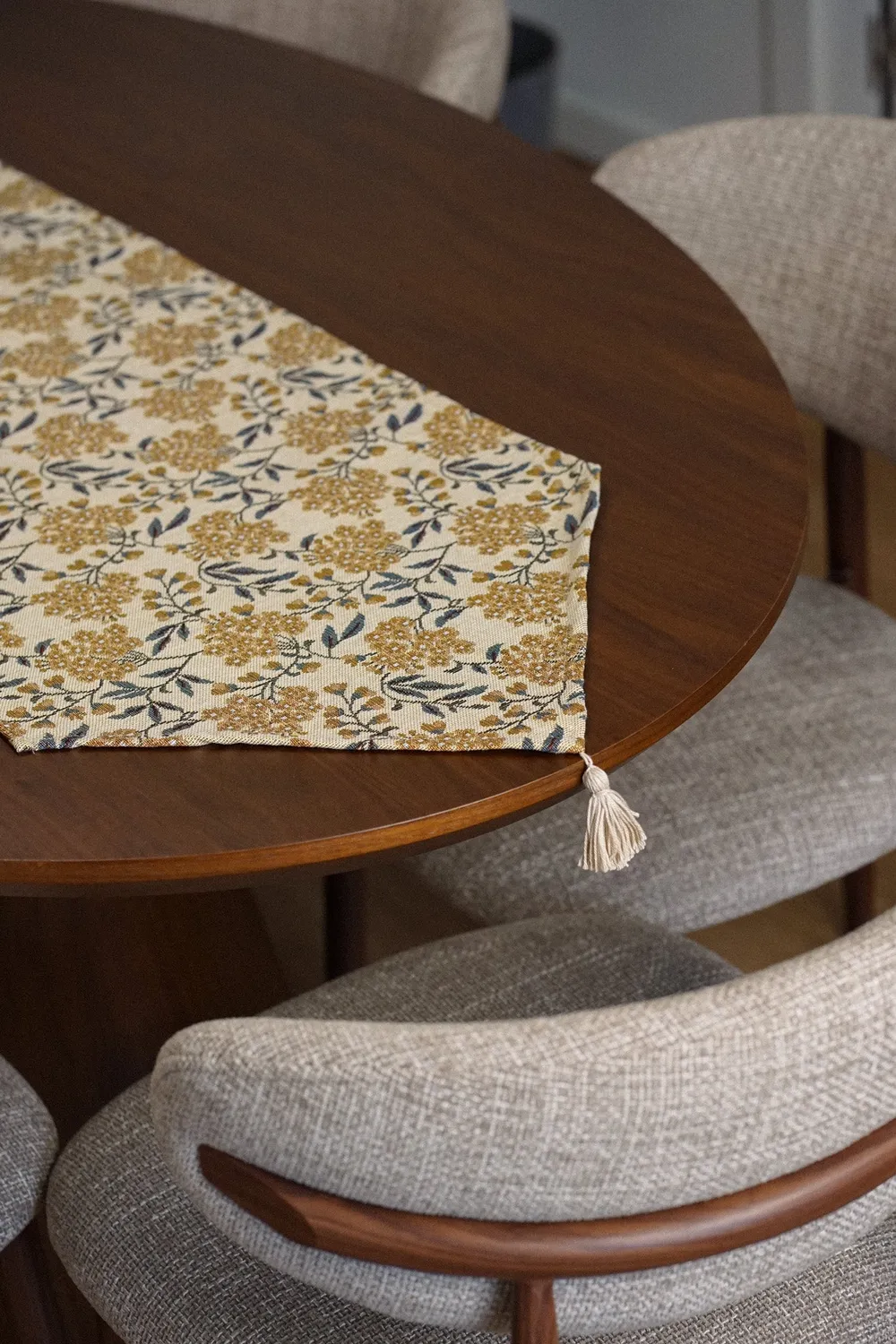 De La Mur Liri bordløper beige blomst 41x165